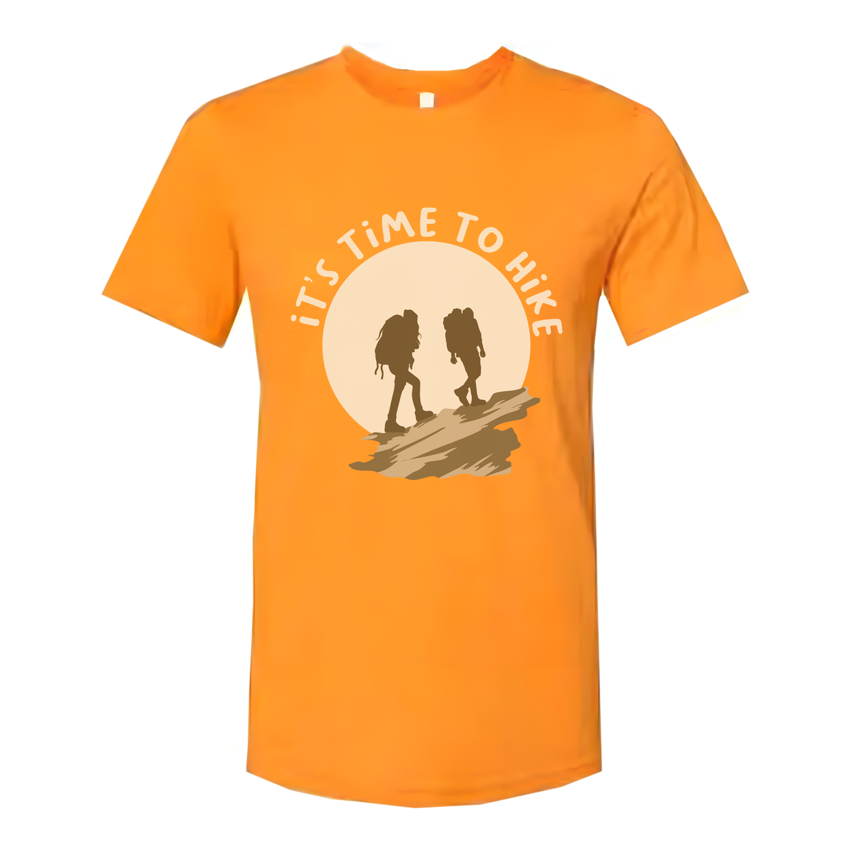 Unisex Outdoor Hiking Graphic T Shirt With Sunset Backdrop And Two Hikers Silhouette