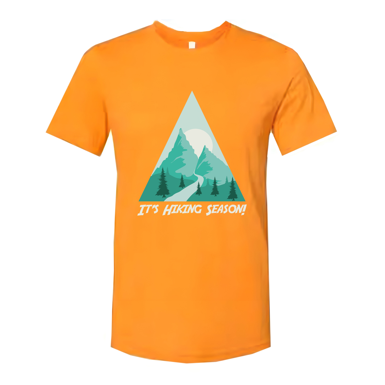Unisex Hiking Mountain Scene Graphic Tee With Triangular Mountain Design For Outdoor Enthusiasts