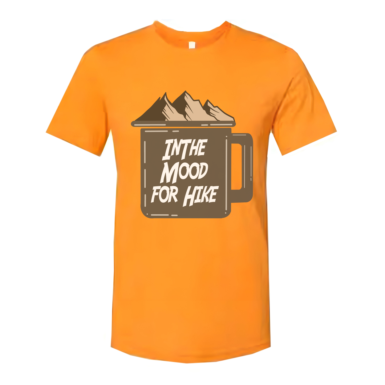 Unisex Outdoor Graphic Tee With Mountain Mug Artwork And In The Mood For Hike Quote