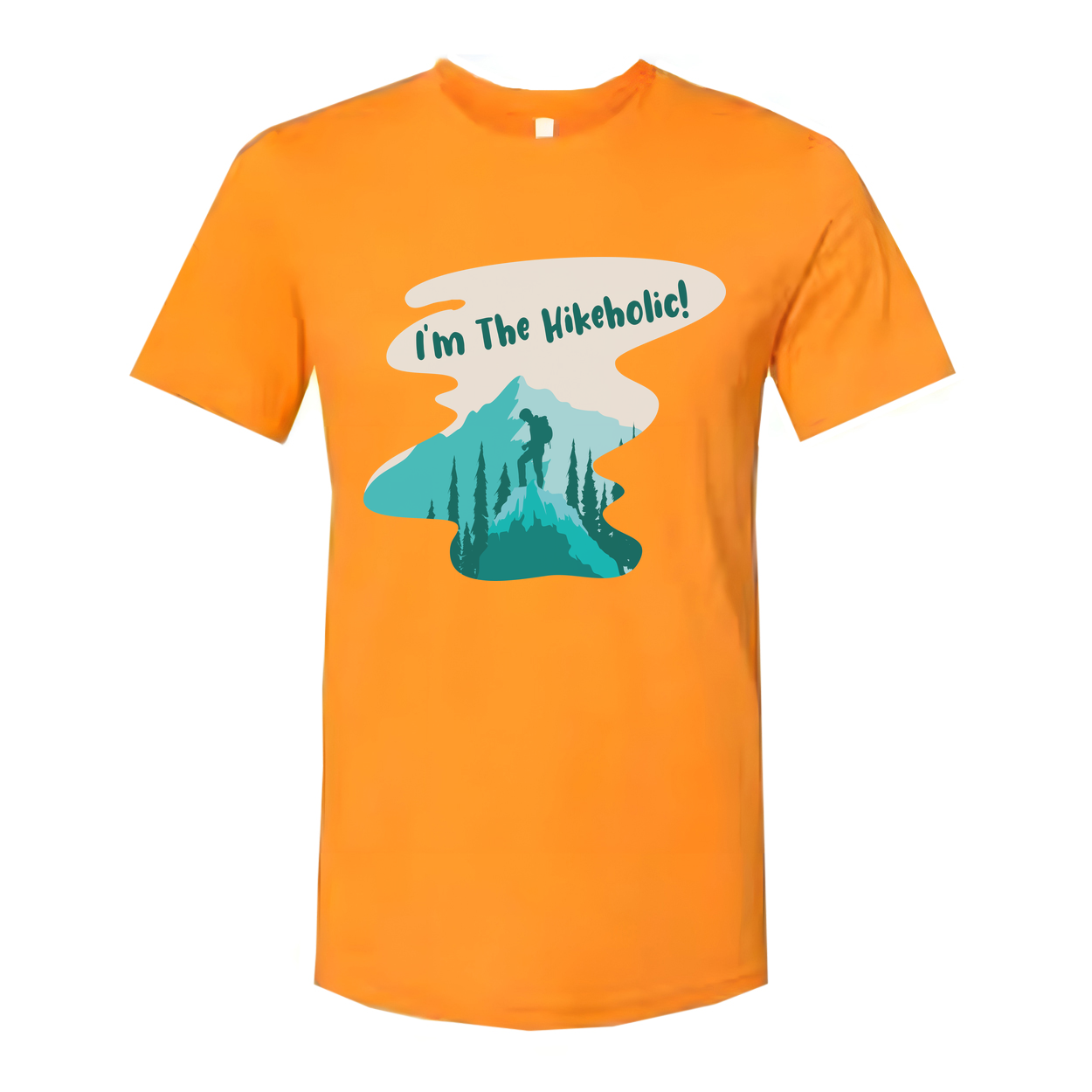 Unisex Hiking Themed T Shirt With Mountain Landscape Graphic And Hiker Silhouette Design