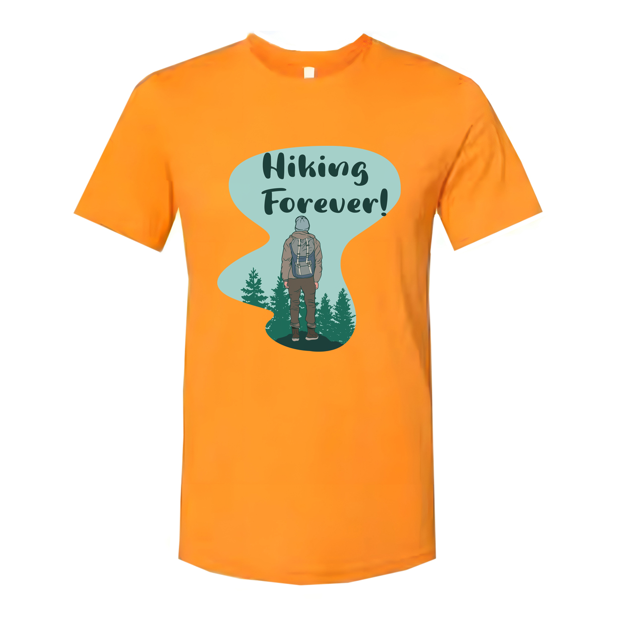 Unisex Hiking Forever Graphic T Shirt With Backpacker And Forest Scene Artwork For Outdoor Enthusiasts