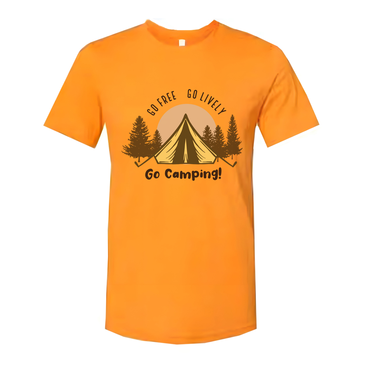 Go Camping Graphic Tee For Outdoors Enthusiasts Unisex Short Sleeve Shirt With Tent And Trees