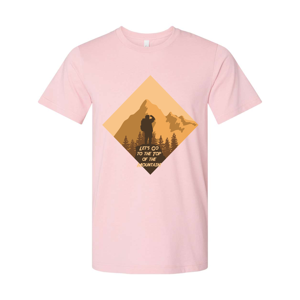 Unisex Outdoor Hiking Graphic T Shirt With Diamond Mountain Silhouette And Hiker