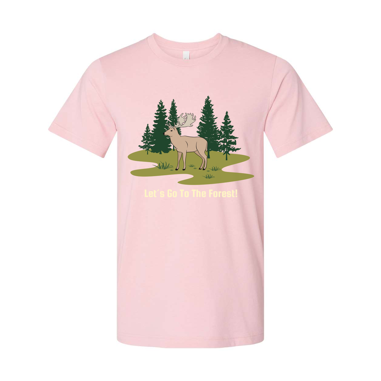 Unisex Outdoor Forest Scene T Shirt With Deer And Pine Trees Graphic Artwork For Nature Lovers