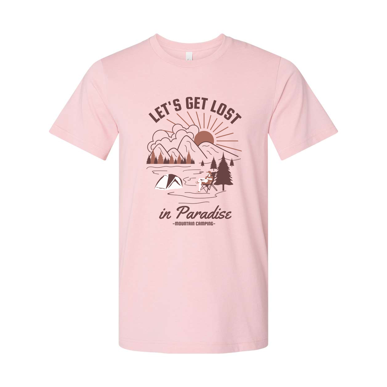 Let's Get Lost In Paradise Mountain Camping Graphic Tee For Outdoor Enthusiasts Unisex Shirt