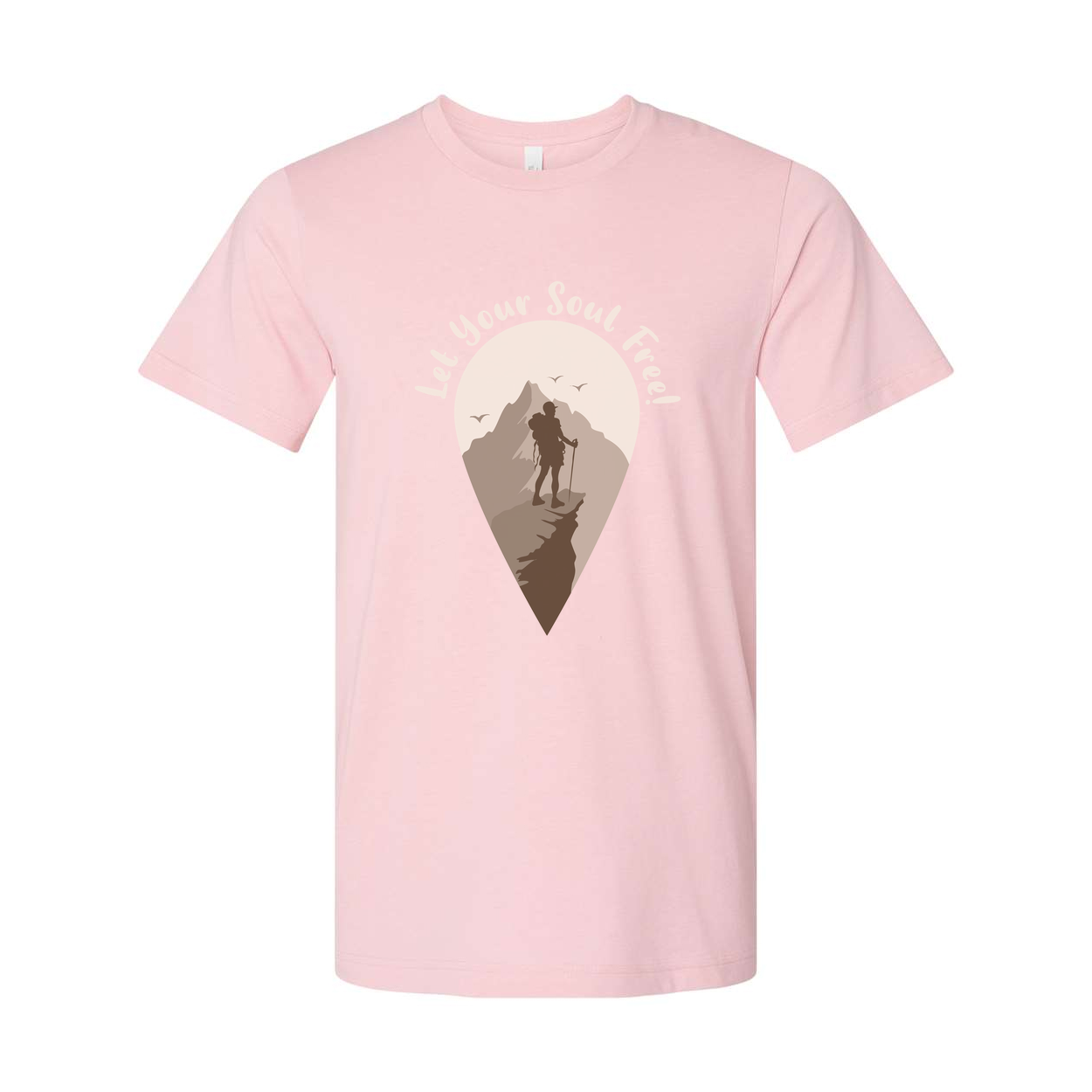 Outdoors Unisex Hiking Graphic Tee With Mountain Silhouette And Let Your Soul Feed