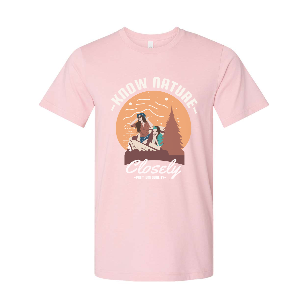 Know Nature Closely Outdoor Scene Graphic Tee With Sunset Circle For Unisex Adults