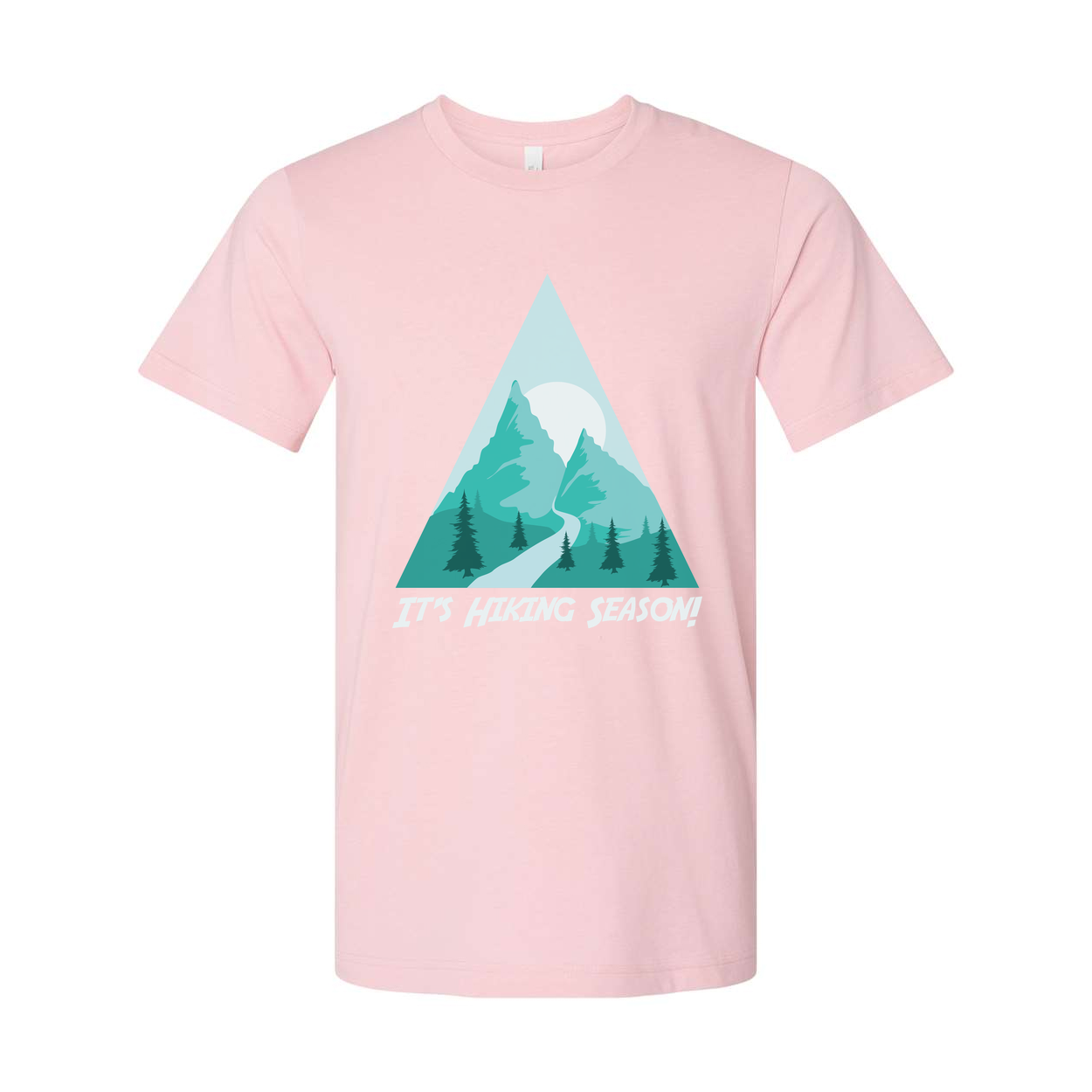 Unisex Hiking Mountain Scene Graphic Tee With Triangular Mountain Design For Outdoor Enthusiasts