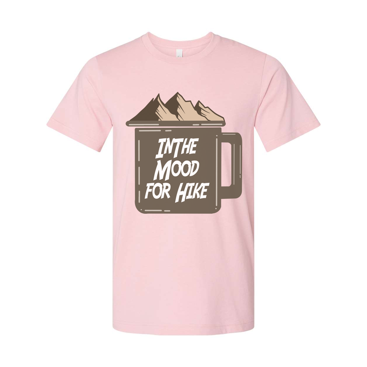 Unisex Outdoor Graphic Tee With Mountain Mug Artwork And In The Mood For Hike Quote
