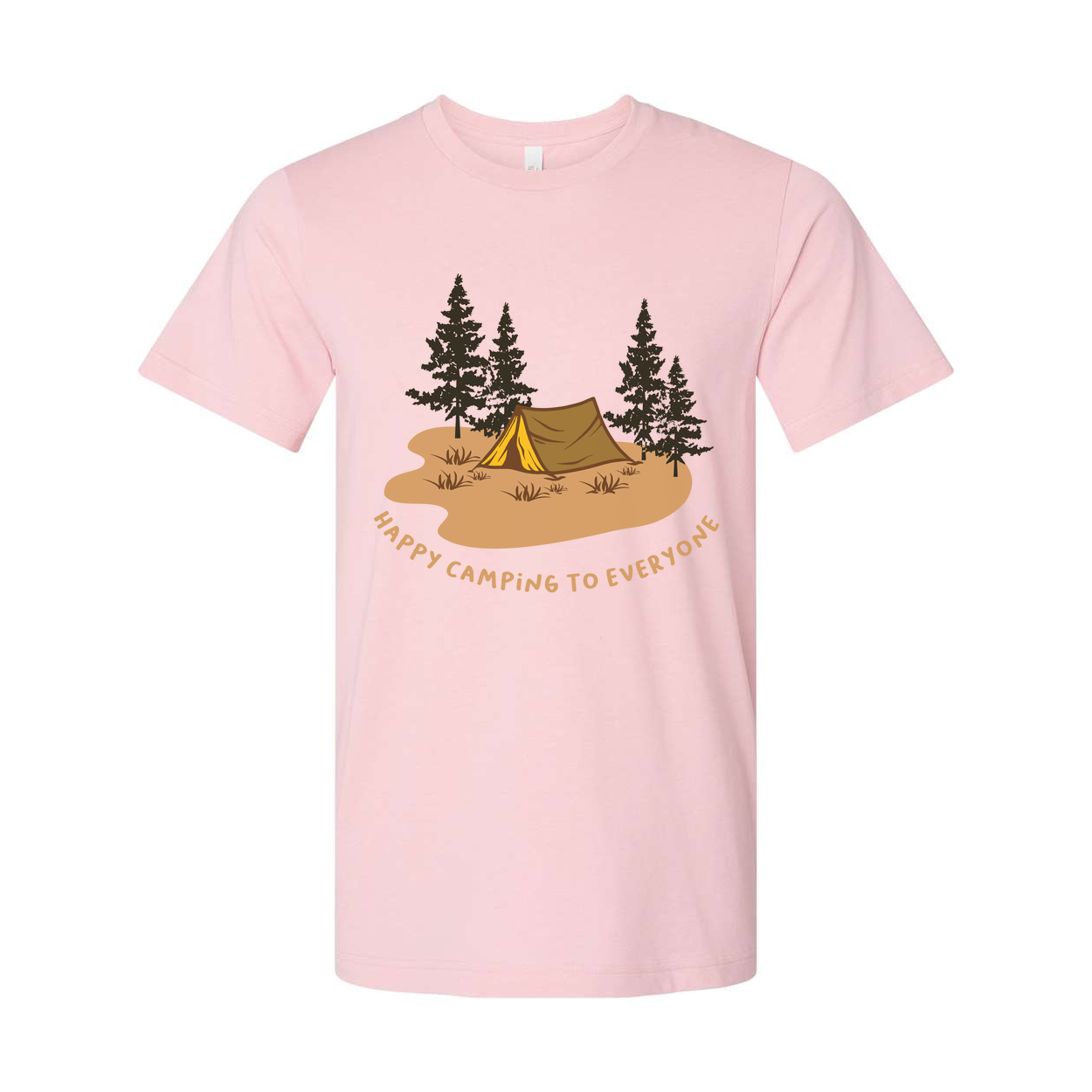 Unisex Outdoor Camping T Shirt With Tent And Pine Trees Graphic For Adventures And Hiking