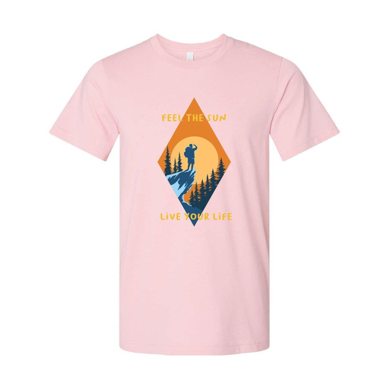 Unisex Outdoor Adventure T Shirt With Sunset Hiker Graphic And Forest Landscape For Outdoor Enthusiasts