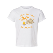 Outdoor Camping Themed T Shirt With Tent And Campfire Illustration For Unisex Adults
