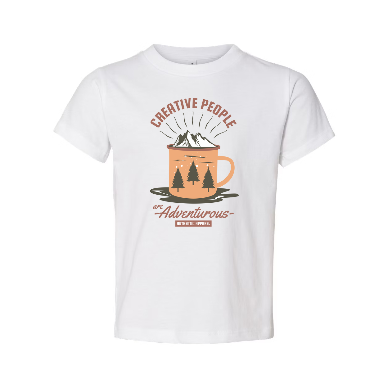 Unisex Outdoor Adventure T Shirt With Creative People Are Adventurous Mountain Mug And Forest Trees Graphic