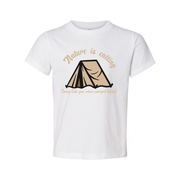 Nature Is Calling Camping Tent Graphic Tee For Outdoor Enthusiasts Comfortable All Day Wear