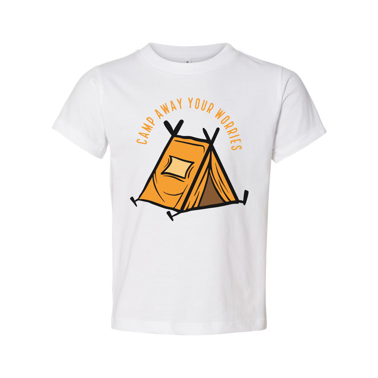 Unisex Outdoor Camping T Shirt With Tent Illustration And Camp Away Your Worries Slogan