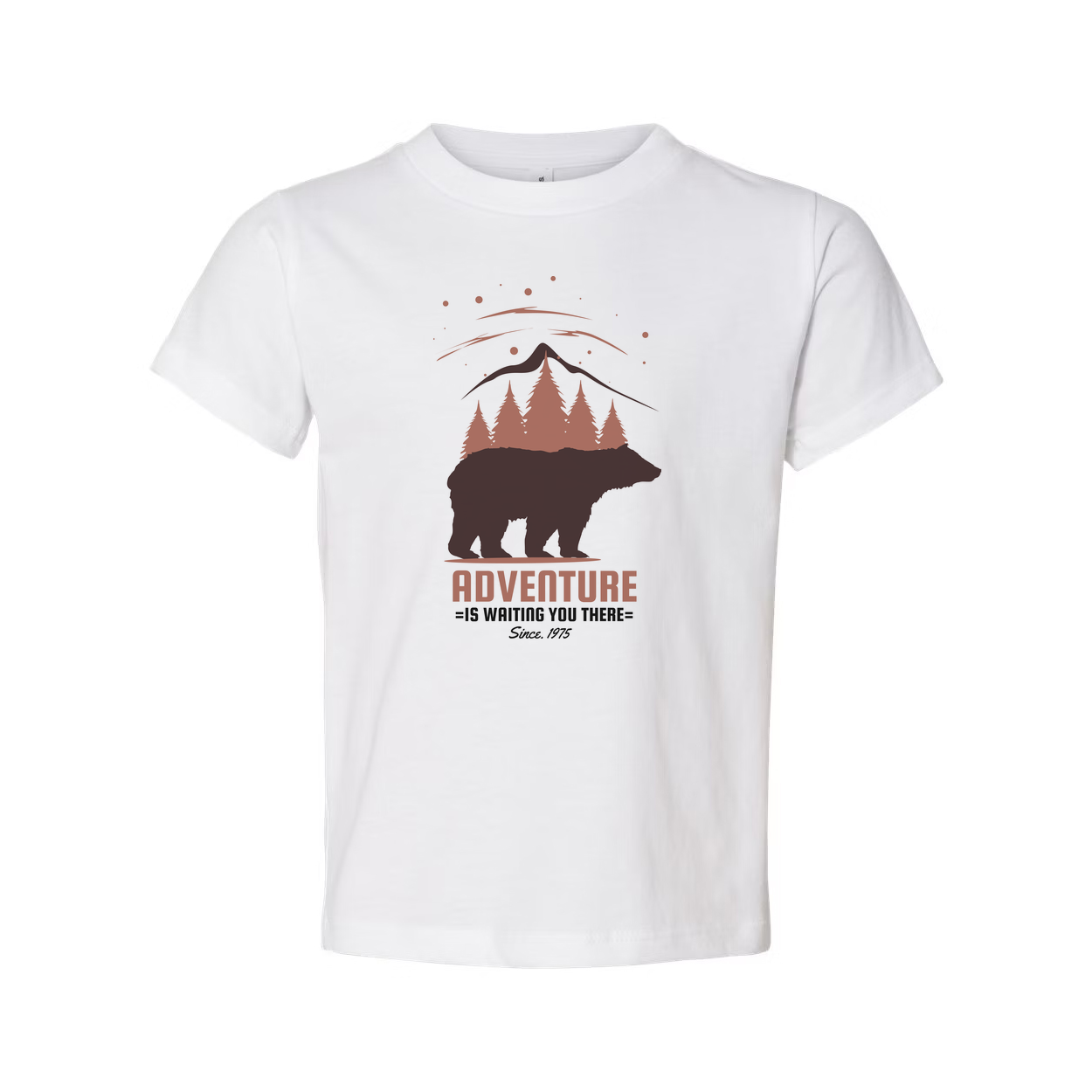 Unisex Outdoor Adventure Bear Graphic Tee With Mountain Forest Scene And Rustic Typography