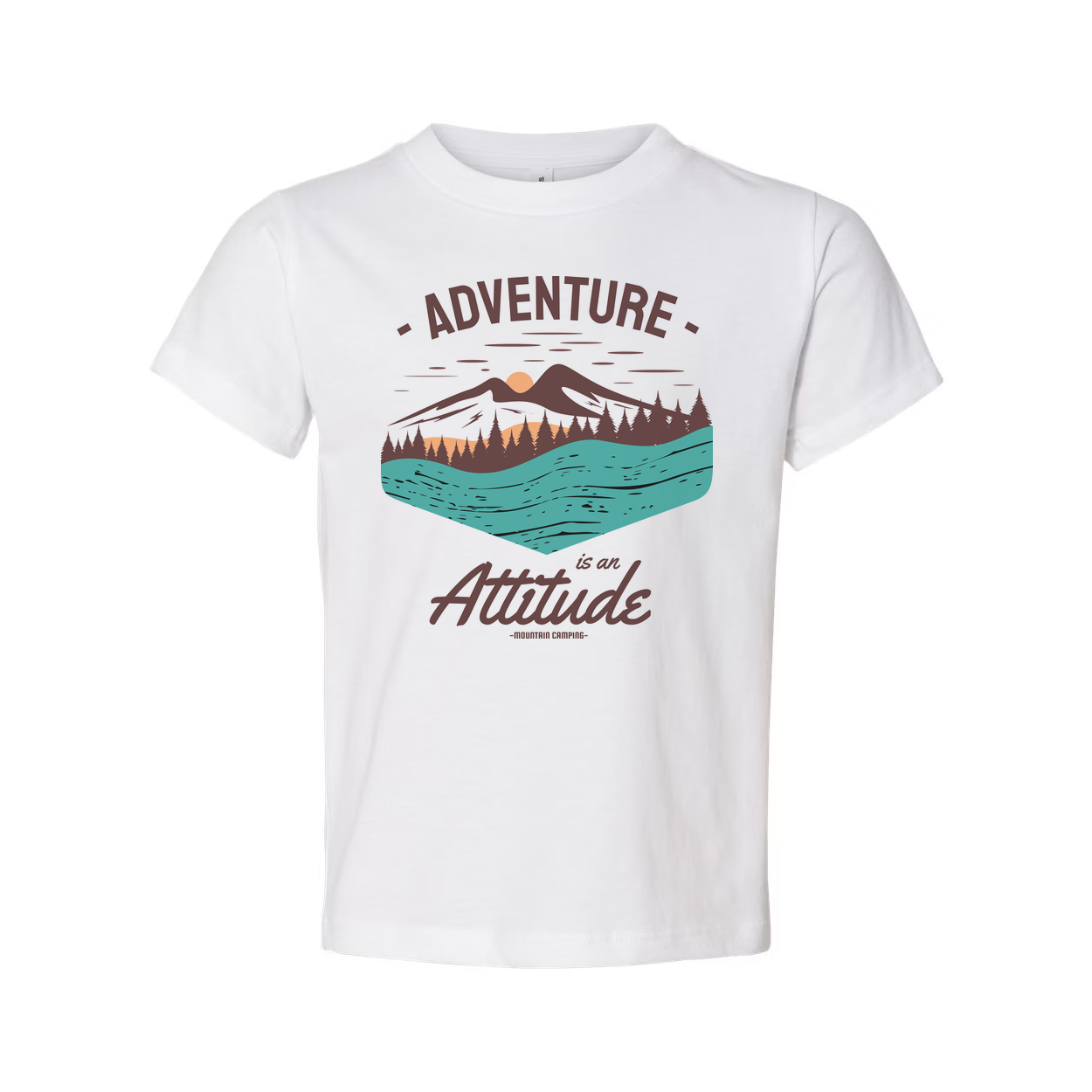 Unisex Outdoor Adventure Graphic T Shirt With Mountain Landscape And River Lake Scene Adventure Is An Attitude
