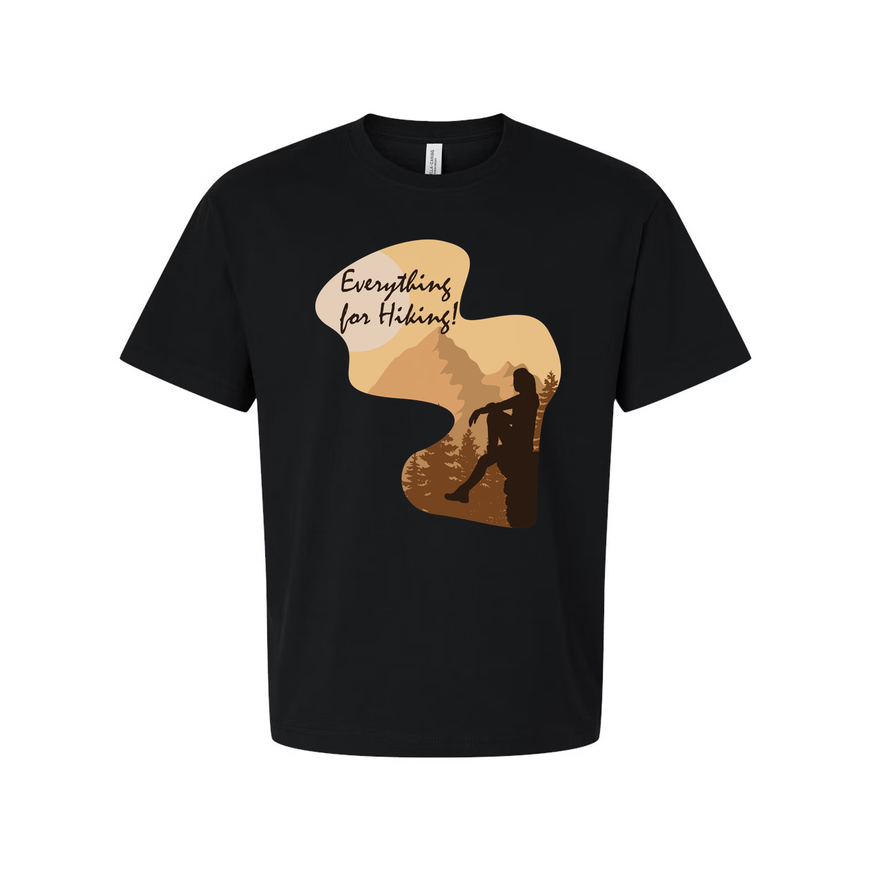 Unisex Outdoor Hiking Graphic T Shirt With Mountain Silhouette And Everything For Hiking Slogan