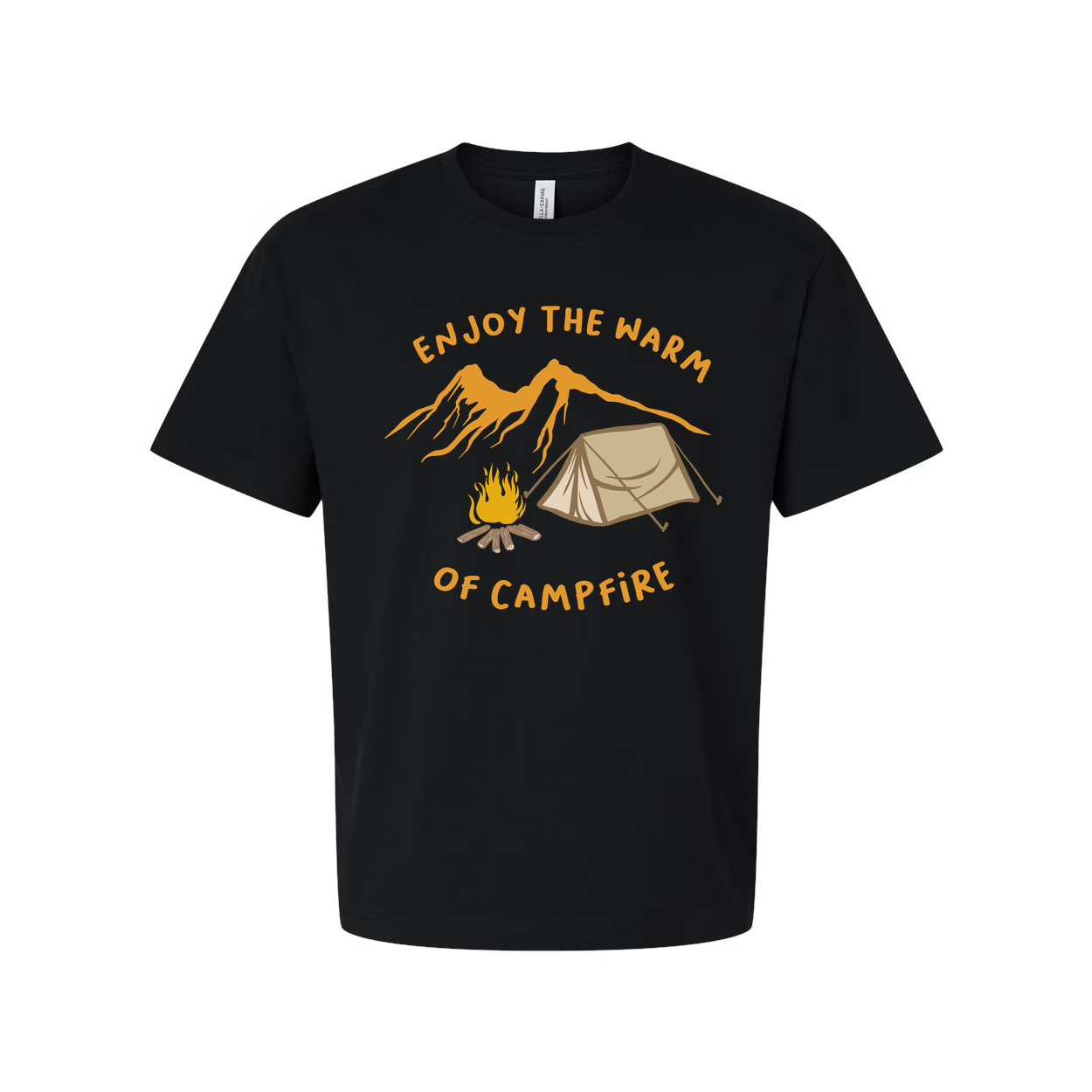 Outdoor Camping Themed T Shirt With Tent And Campfire Illustration For Unisex Adults