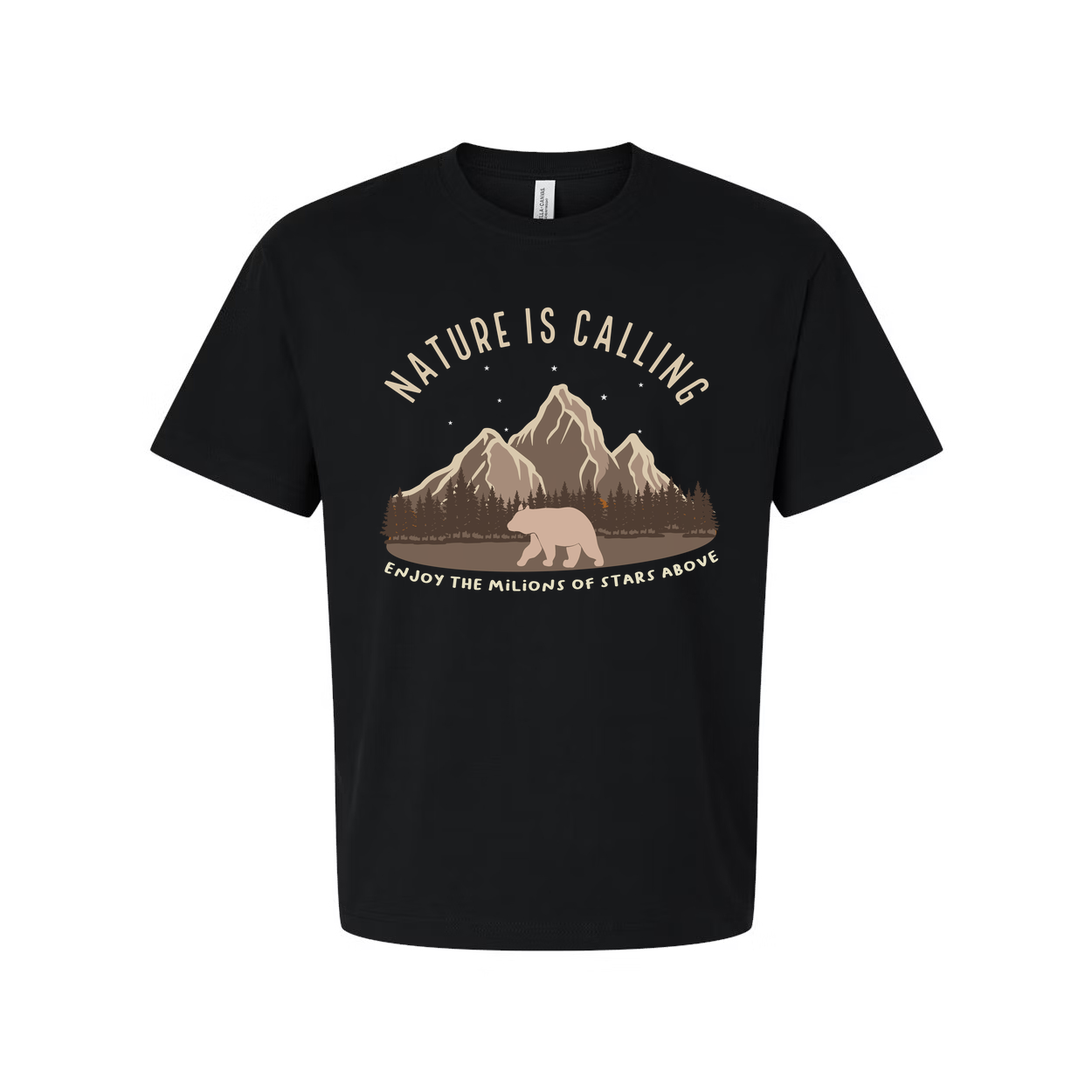 Unisex Outdoor Adventure T Shirt With Mountain Range Bear Graphic And Nature Is Calling