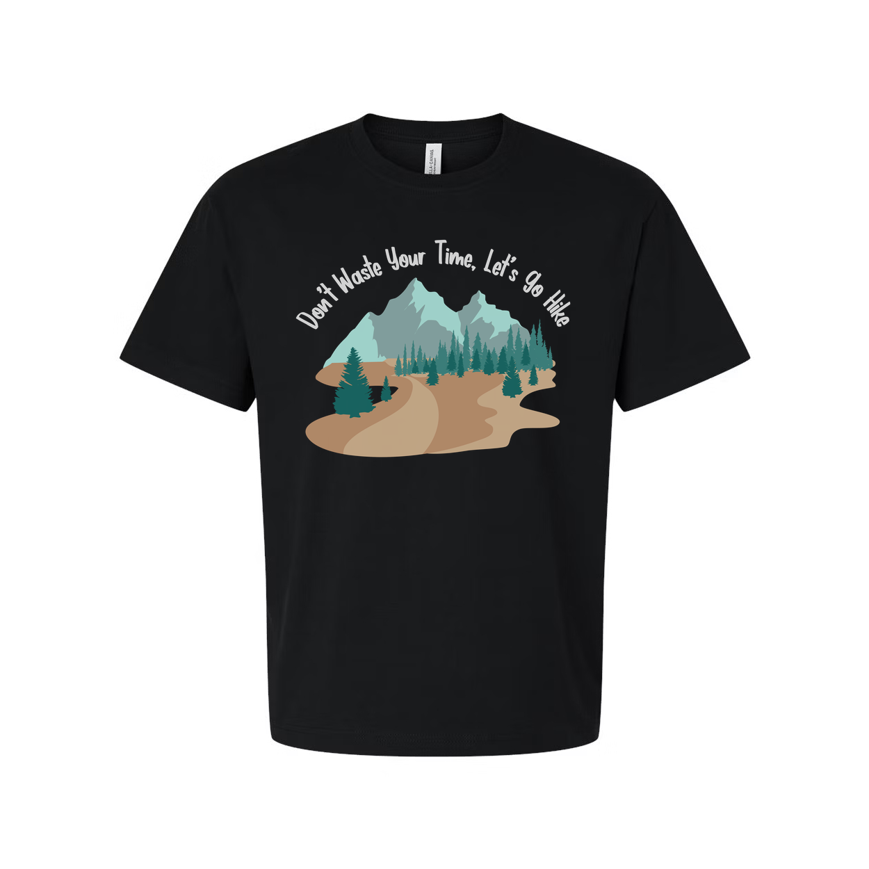 Unisex Outdoor Landscape Graphic Tee With Mountain Trail Forest Scene In Soft Colors