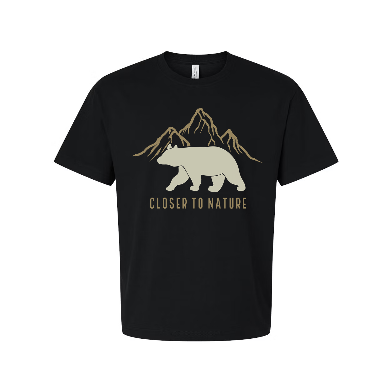 Bear And Mountain Graphic T Shirt With Closer To Nature Motto For Outdoors Lovers