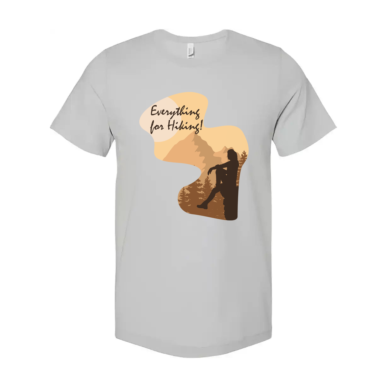 Unisex Outdoor Hiking Graphic T Shirt With Mountain Silhouette And Everything For Hiking Slogan