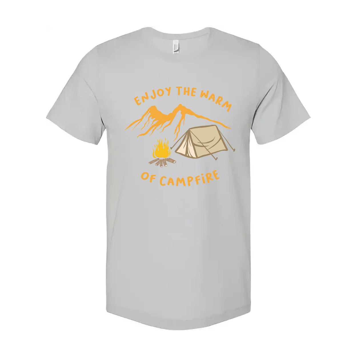 Outdoor Camping Themed T Shirt With Tent And Campfire Illustration For Unisex Adults