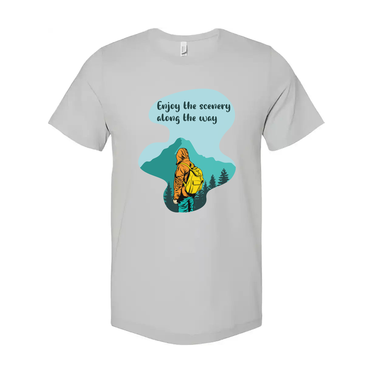 Unisex Outdoor Graphic Tee With Mountain Landscape And Enjoy The Scenery Along The Way
