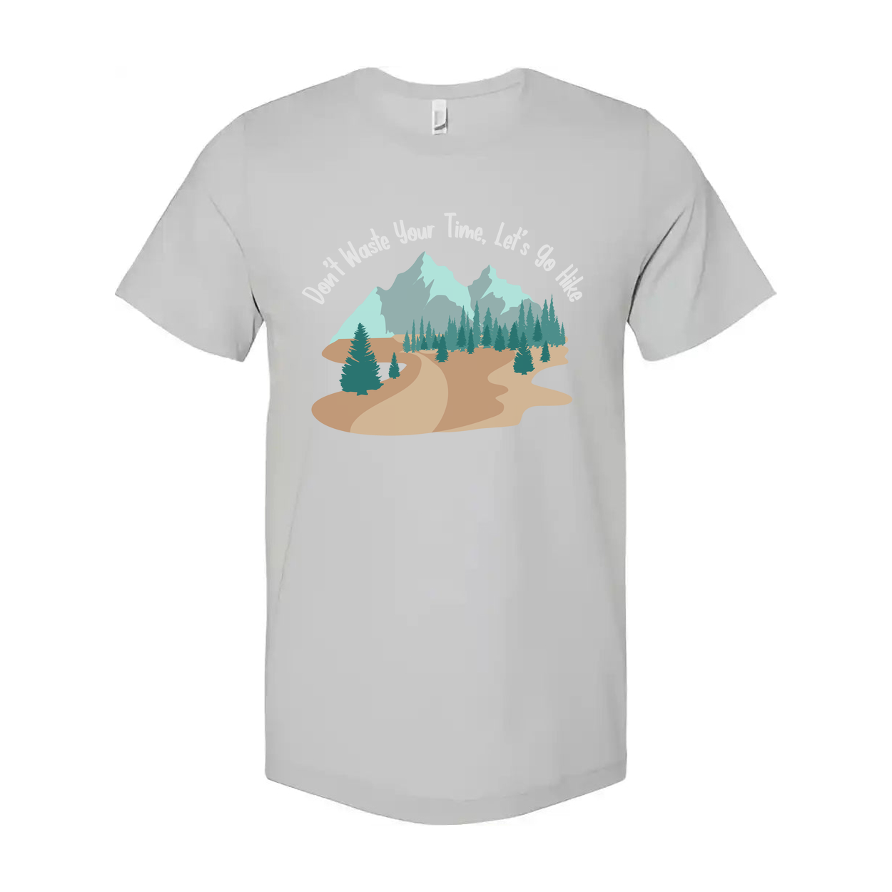 Unisex Outdoor Landscape Graphic Tee With Mountain Trail Forest Scene In Soft Colors