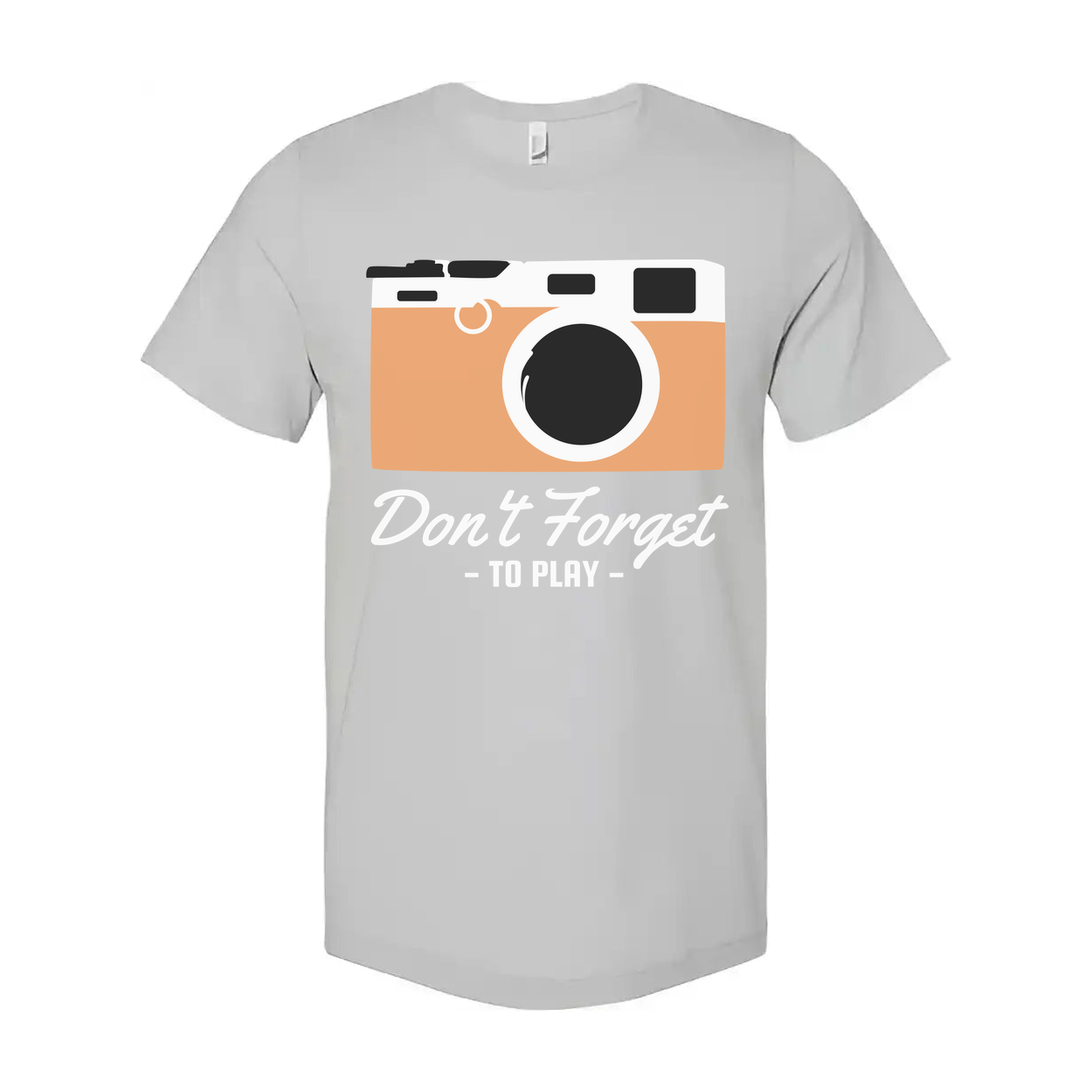 Unisex Camera Graphic Tee Featuring Dont Forget To Play Message And Retro Style Look