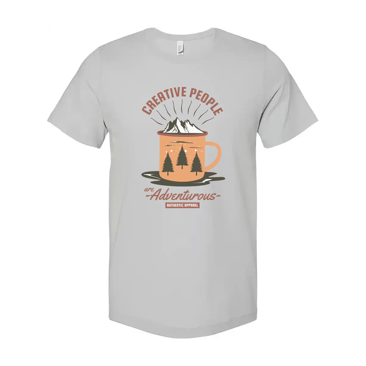 Unisex Outdoor Adventure T Shirt With Creative People Are Adventurous Mountain Mug And Forest Trees Graphic