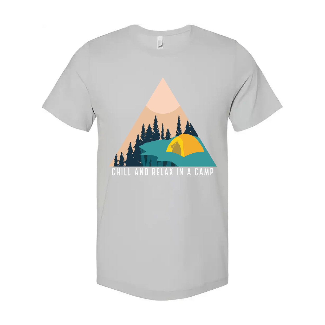 Unisex Outdoor Camping Graphic Tee With Tent And Pine Forest Scene For Hiking Trips