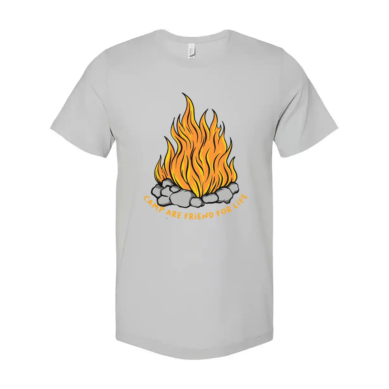 Unisex Outdoor Campfire Graphic T Shirt With Rock Ring And Slogan Camp Are Friend For Life