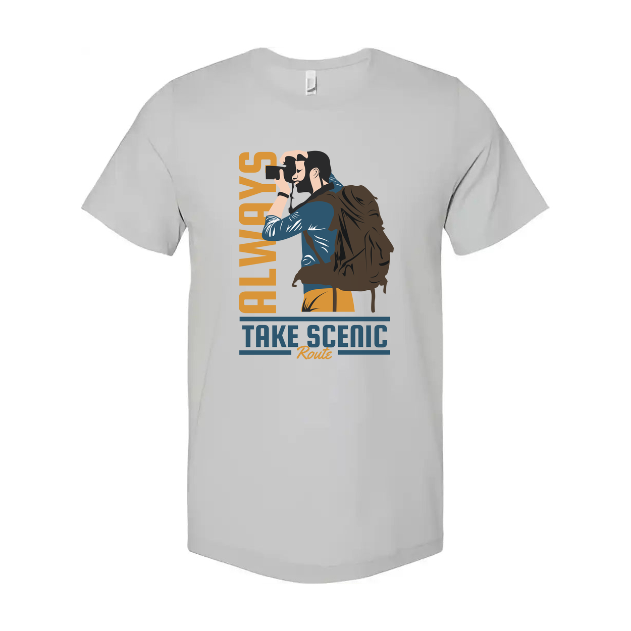 Unisex Outdoors Hiking Graphic Tee With Take Scenic Route Design