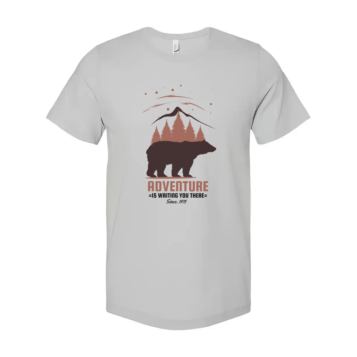 Unisex Outdoor Adventure Bear Graphic Tee With Mountain Forest Scene And Rustic Typography