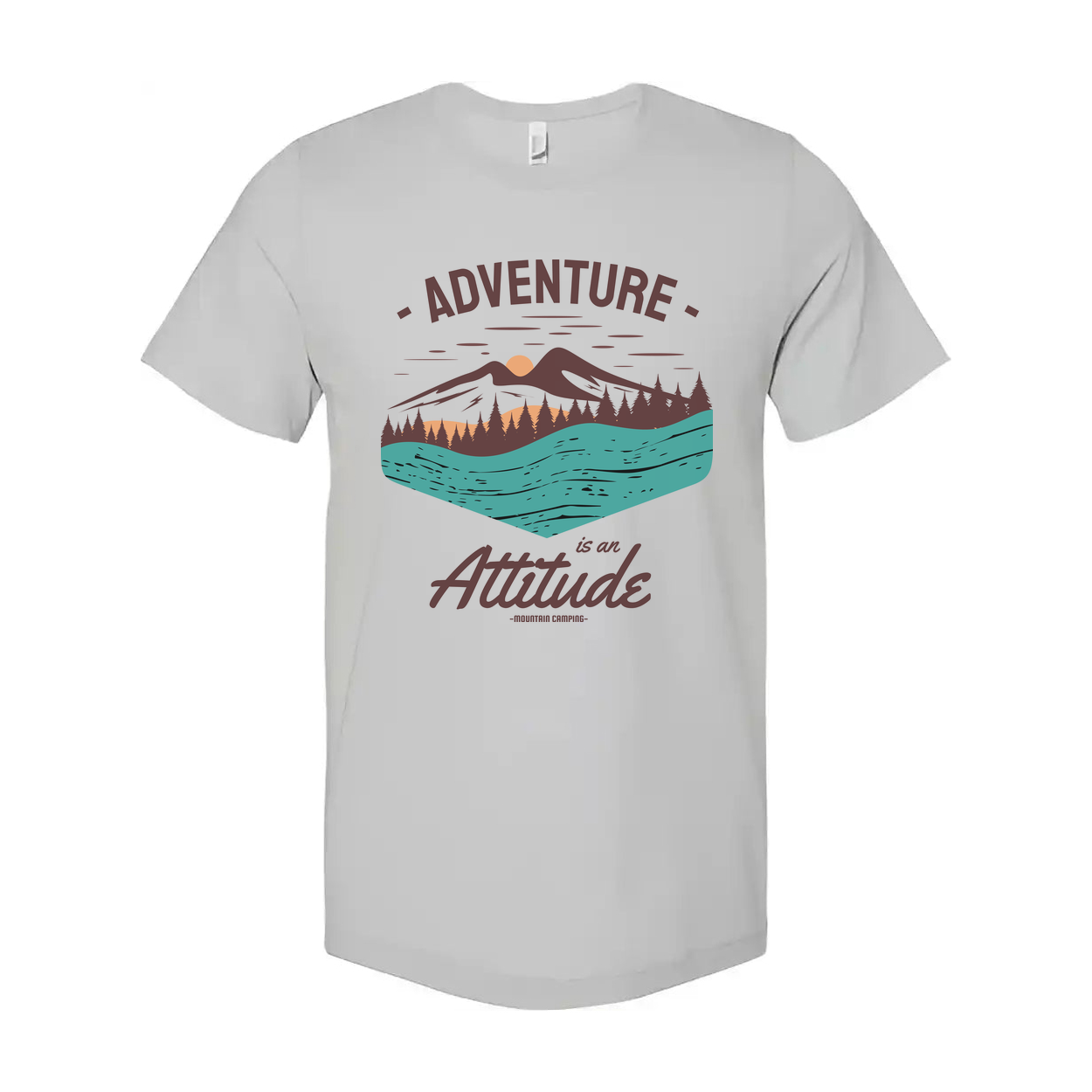 Unisex Outdoor Adventure Graphic T Shirt With Mountain Landscape And River Lake Scene Adventure Is An Attitude