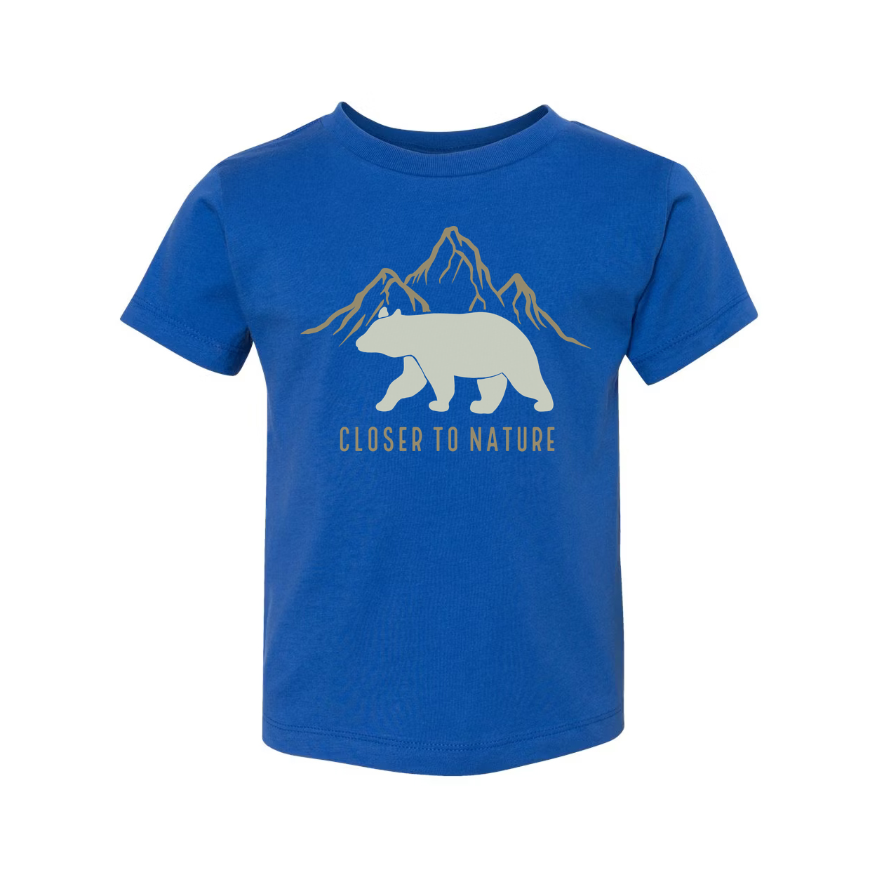 Bear And Mountain Graphic T Shirt With Closer To Nature Motto For Outdoors Lovers