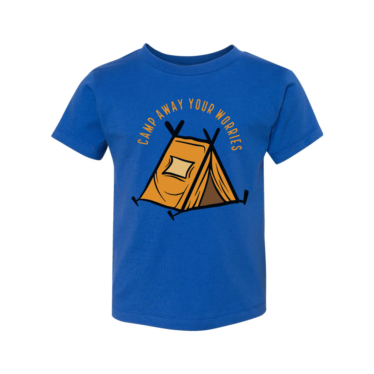 Unisex Outdoor Camping T Shirt With Tent Illustration And Camp Away Your Worries Slogan