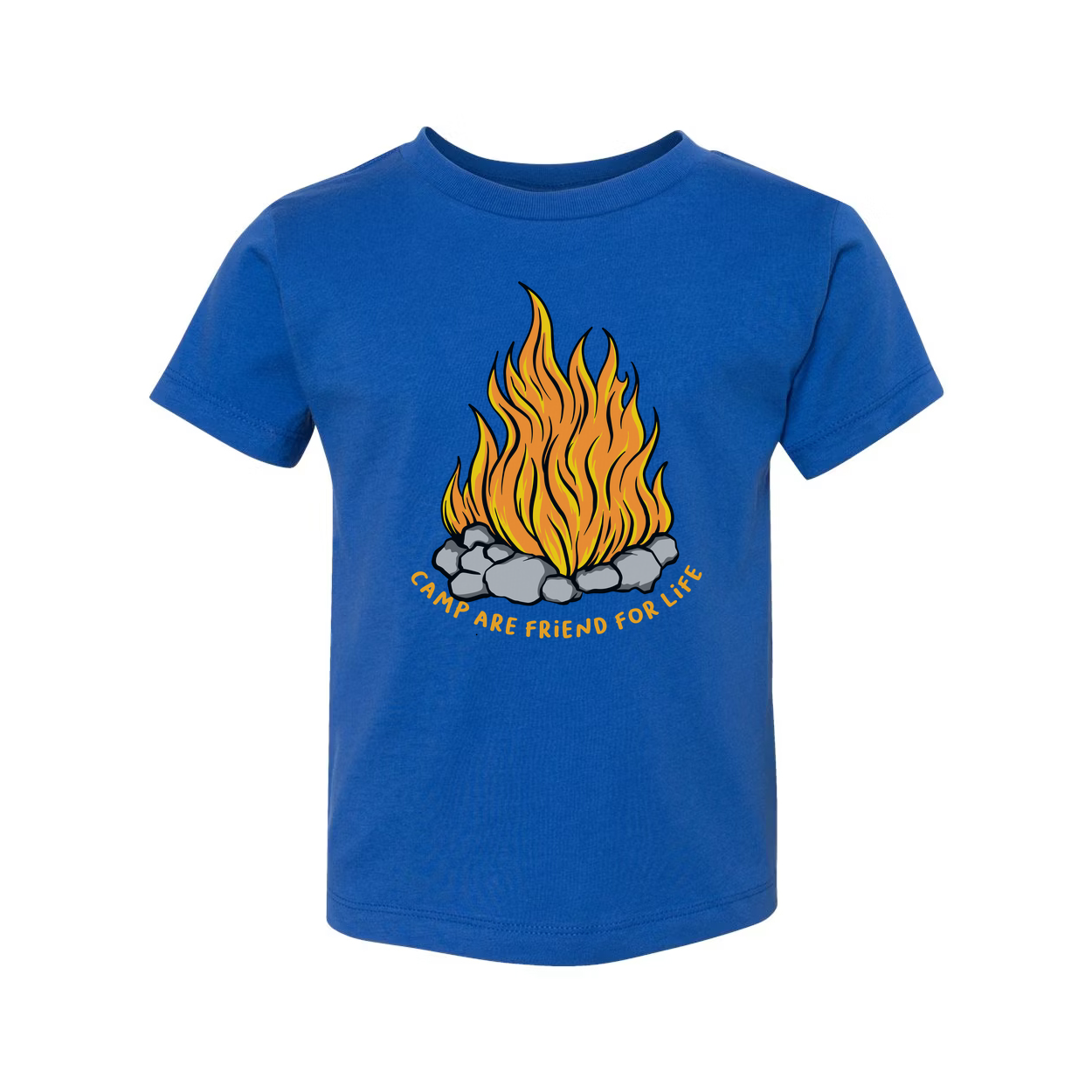Unisex Campfire Graphic Tee With Flame Design And Rock Fire Pit For Outdoor Adventures