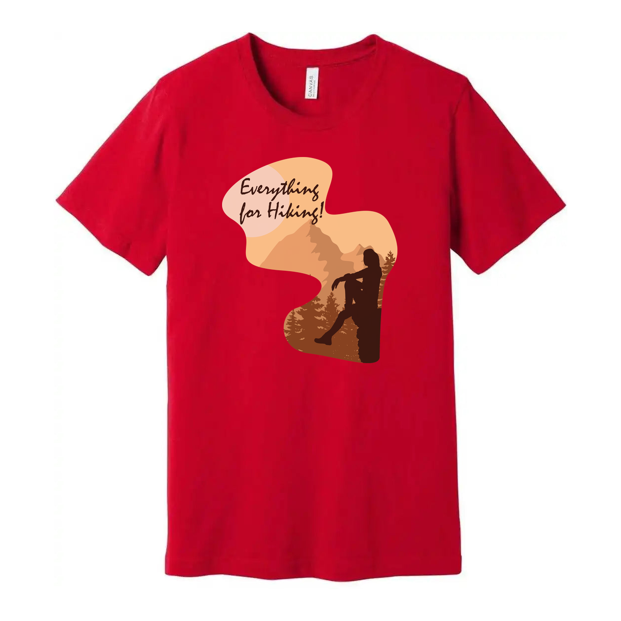 Unisex Outdoor Hiking Graphic T Shirt With Mountain Silhouette And Everything For Hiking Slogan