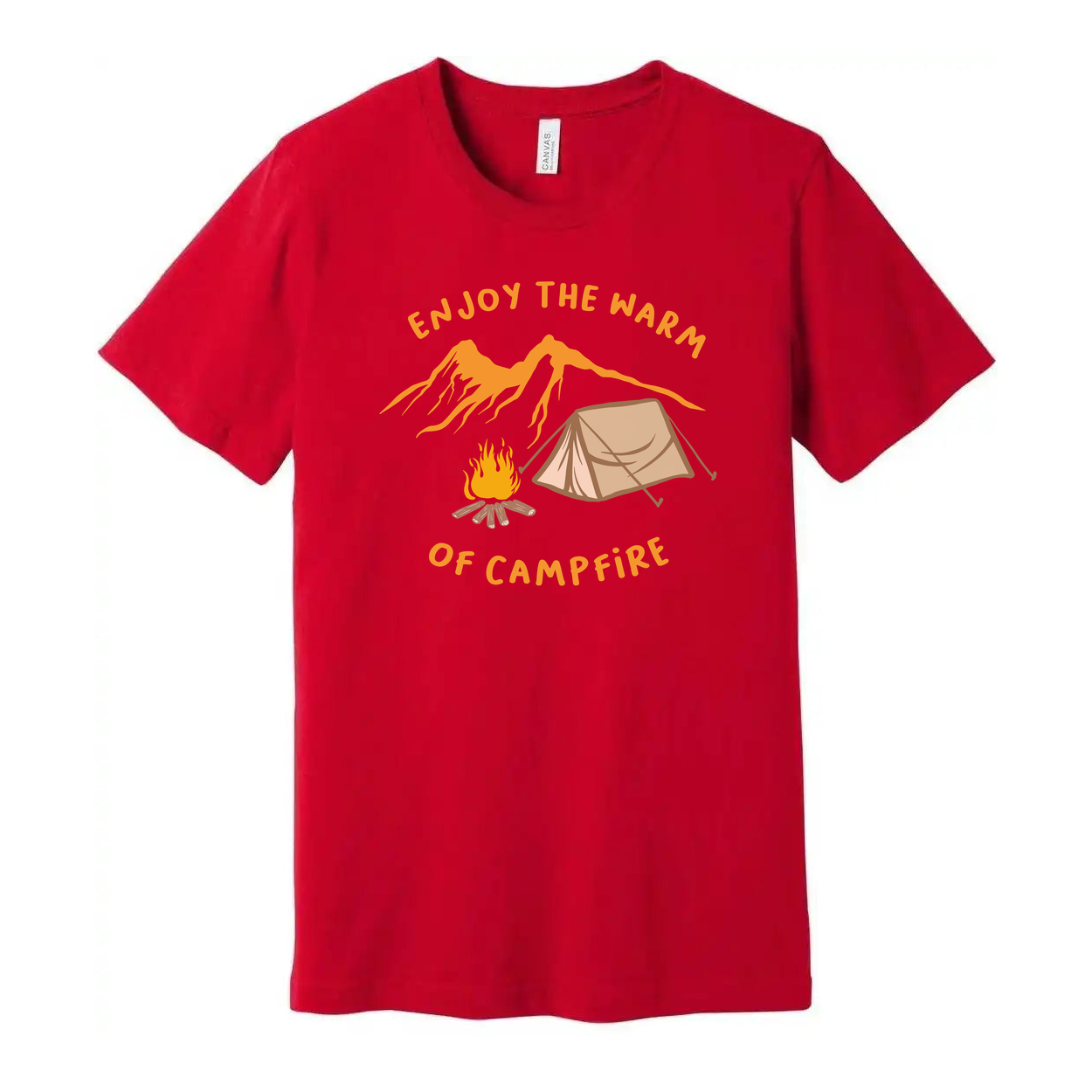 Outdoor Camping Themed T Shirt With Tent And Campfire Illustration For Unisex Adults