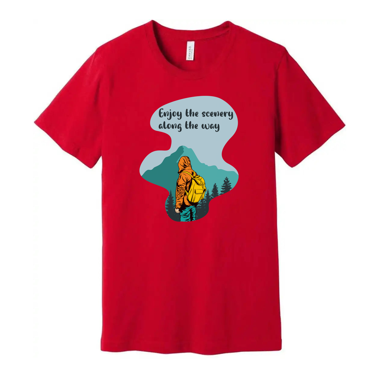 Unisex Outdoor Graphic Tee With Mountain Landscape And Enjoy The Scenery Along The Way
