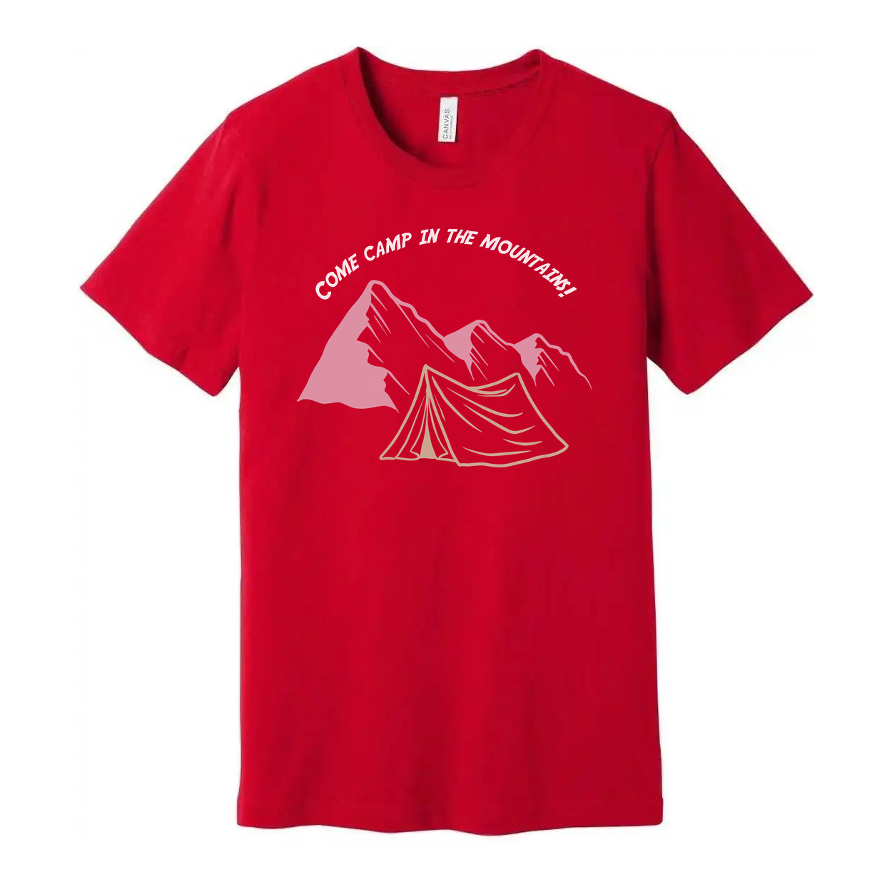 Unisex Outdoor Camping Graphic Tee With Mountain Range Tent Illustration And Arching Text