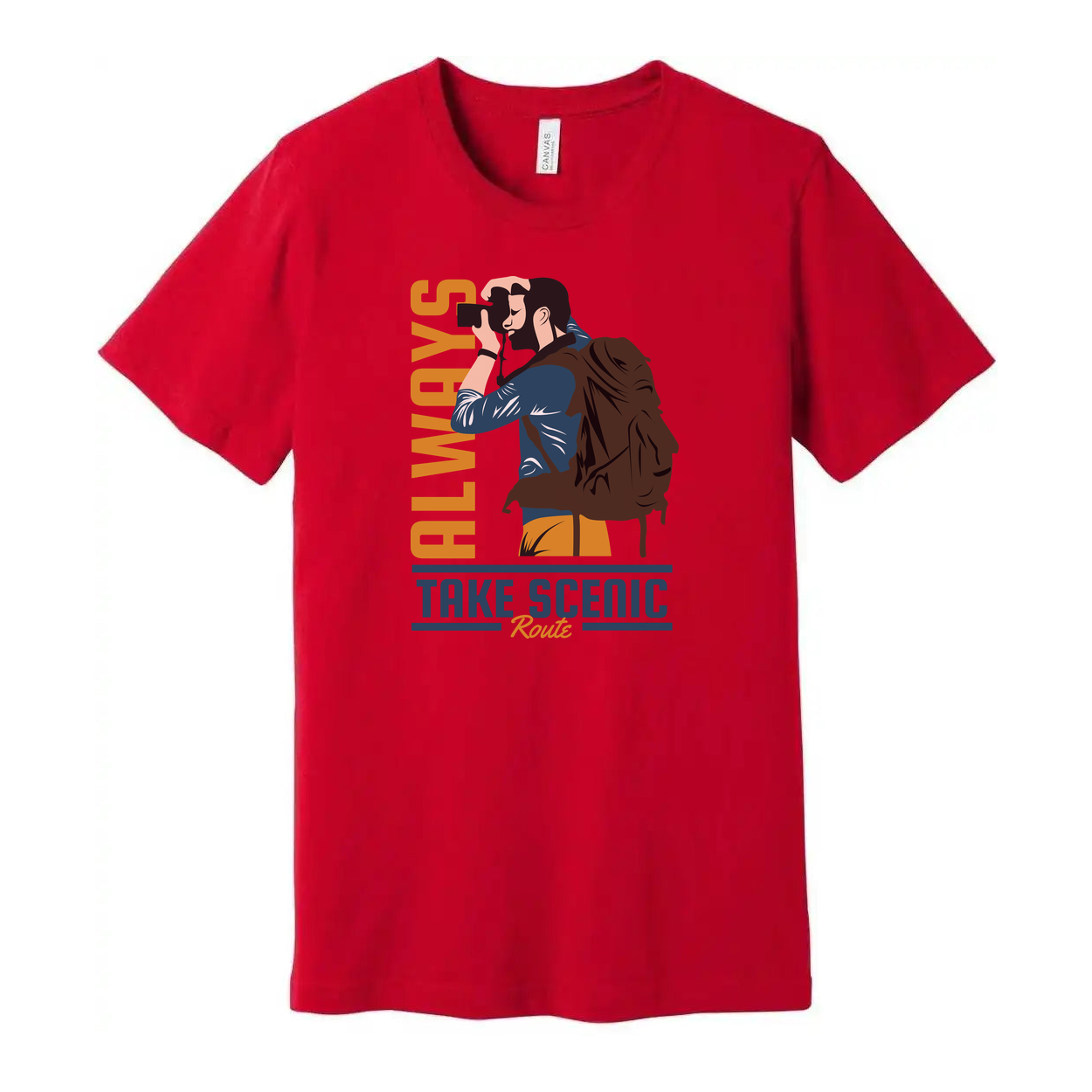 Unisex Outdoors Hiking Graphic Tee With Take Scenic Route Design