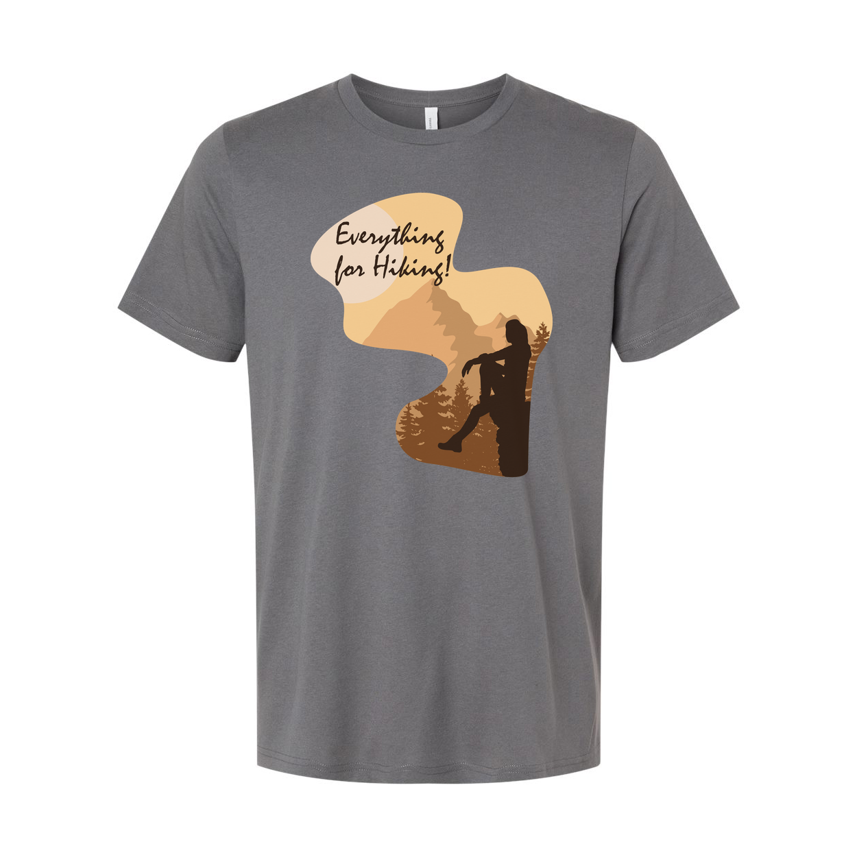 Unisex Outdoor Hiking Graphic T Shirt With Mountain Silhouette And Everything For Hiking Slogan