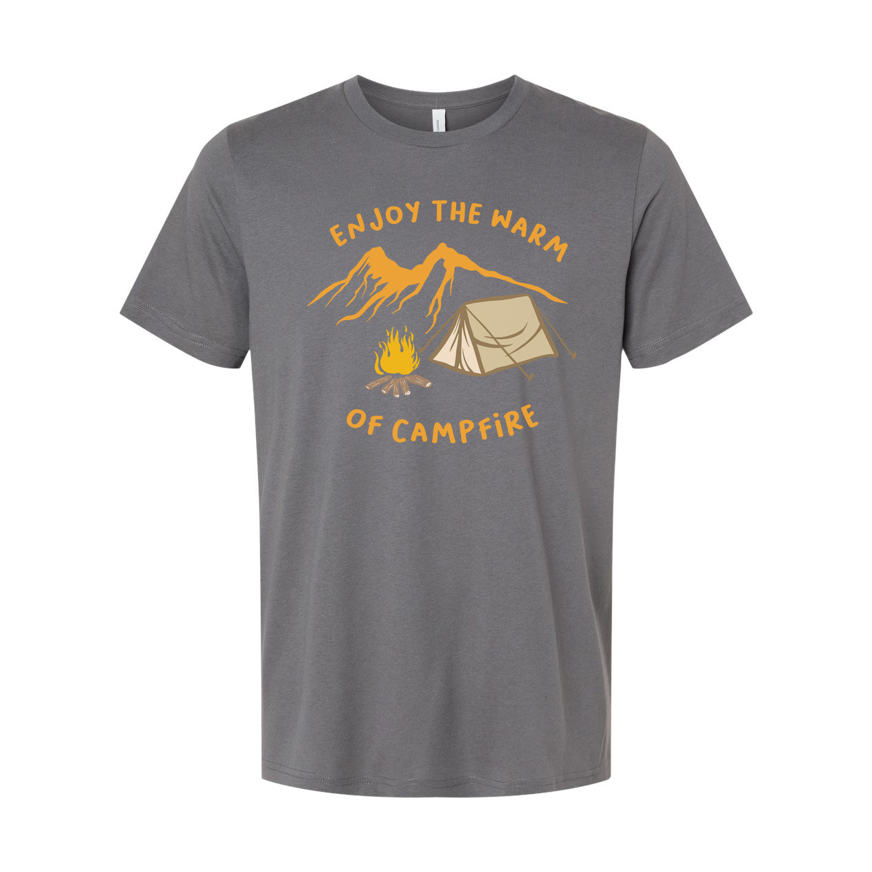 Outdoor Camping Themed T Shirt With Tent And Campfire Illustration For Unisex Adults