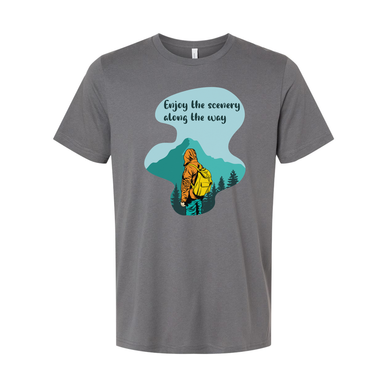 Unisex Outdoor Graphic Tee With Mountain Landscape And Enjoy The Scenery Along The Way