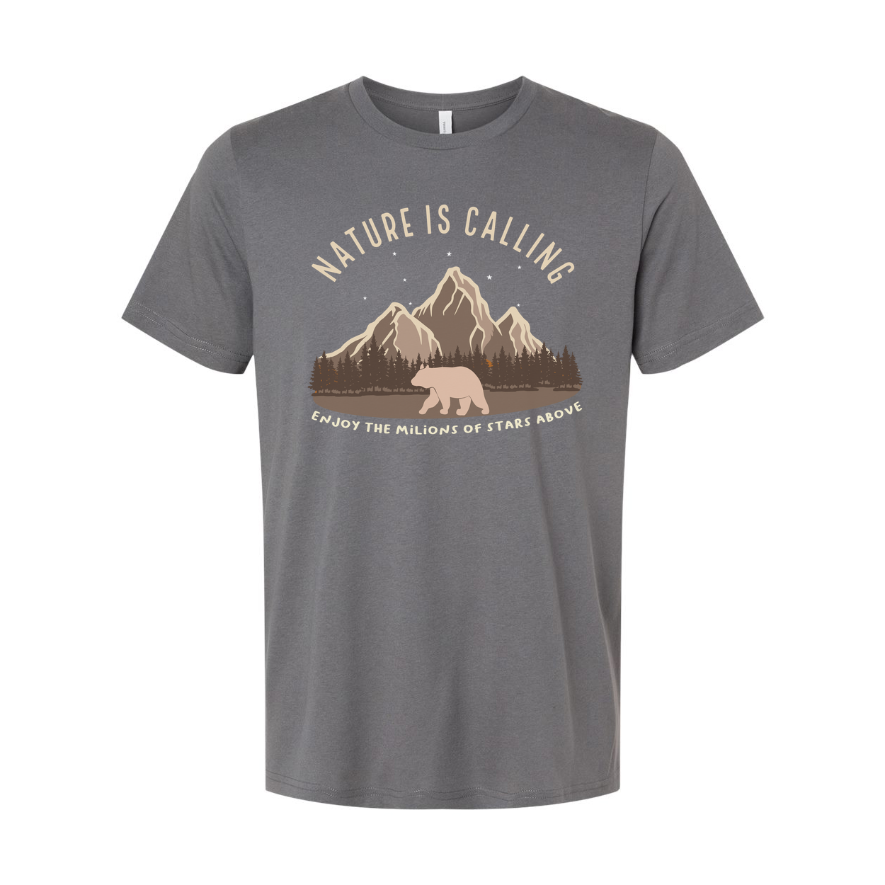 Unisex Outdoor Adventure T Shirt With Mountain Range Bear Graphic And Nature Is Calling