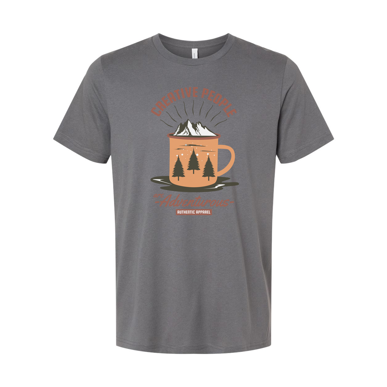 Unisex Outdoor Adventure T Shirt With Creative People Are Adventurous Mountain Mug And Forest Trees Graphic
